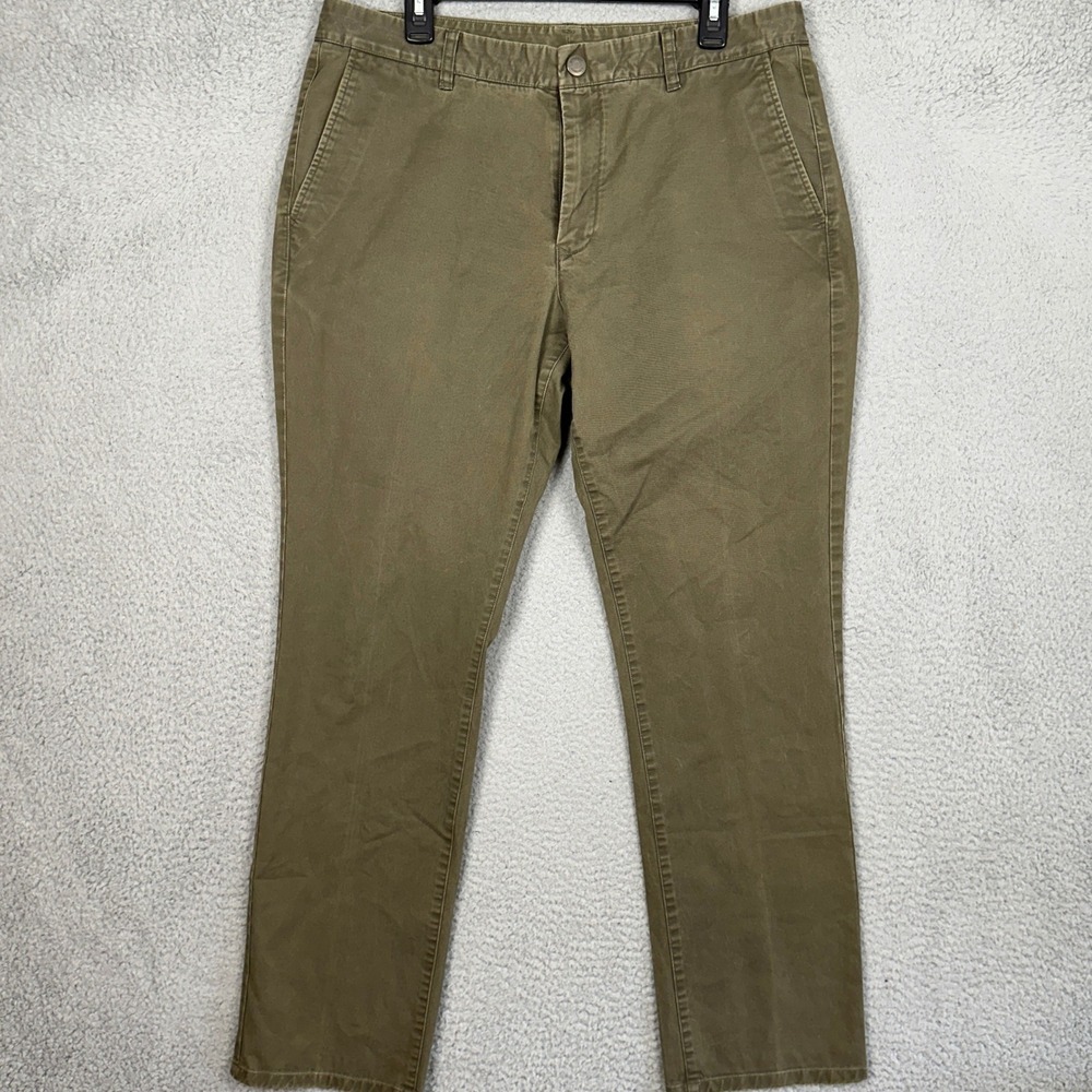 Bonobos Pants Mens 35X32 Slim Fit Olive Green Stretch Chinos Flat Front Casual